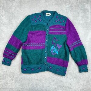 Vintage 1960s Blarney Mohair Cardigan Sweater‎ Size L/XL Purple Kurt Cobain